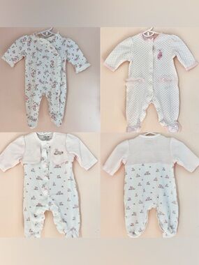 Little Me- NB Girl bundle Pink & White Bunny, Prima ballerina & Floral ruffle